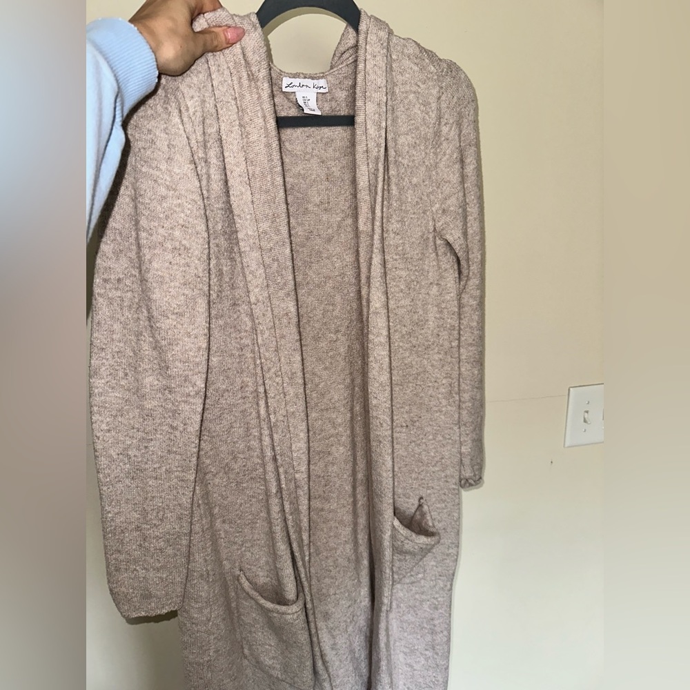 london kaye long hooded cardigan size S